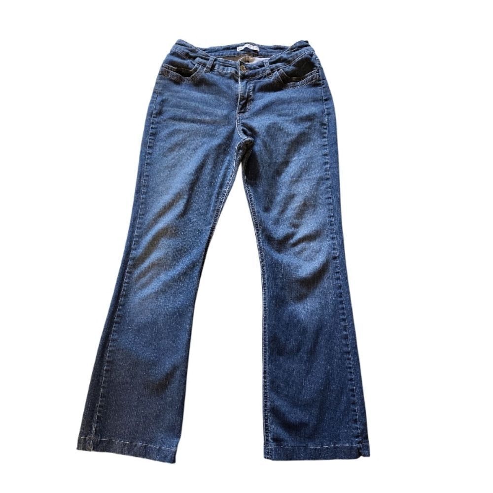 VTG Lee Blue Embellished Stretch Denim Mid Rise Bootcut Jeans SZ 10 Short